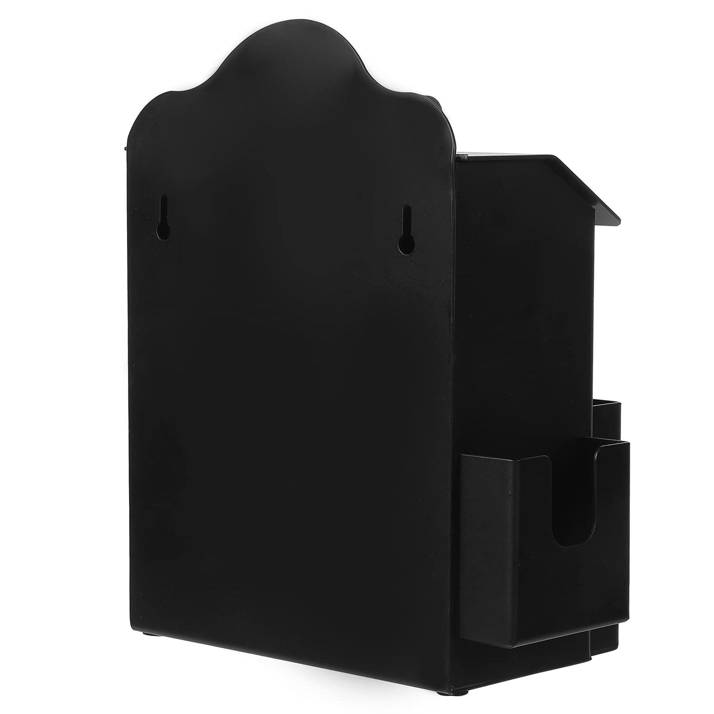 MyGift Suggestion Box with Slot and Lock, Donation Box for Fundraising, Complaint Case with Paper Sheet and Pen Holder Slots,Wall Mounted or Tabletop, Black Metal