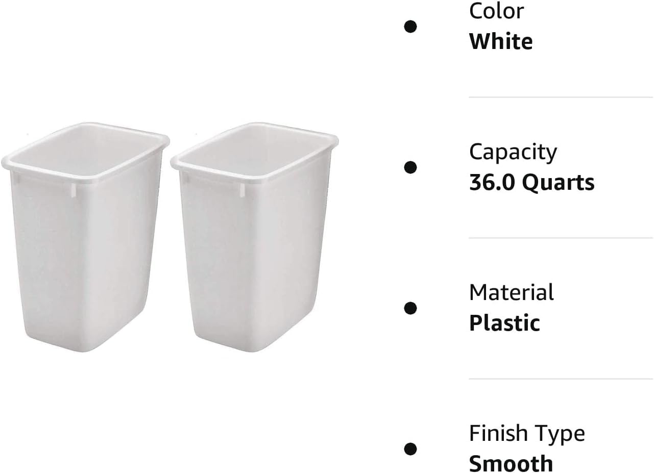 Rubbermaid 2806TP-WHT 36QT Open Wastebasket, White (Pack of 2)