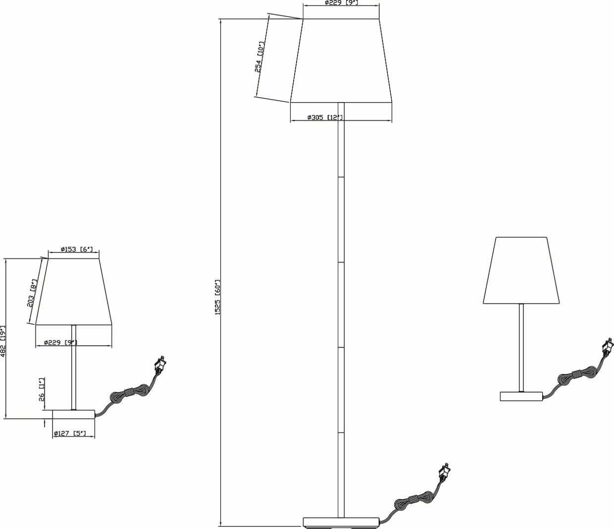 Litex Industries: Traditional Table 3 Piece Floor and Table Lamp Set in Brushed Nickel Metal & White UNO Shade