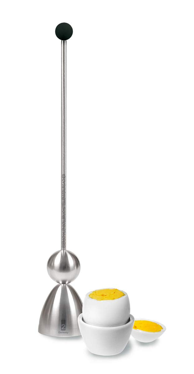 The Original Clack Egg Opener - German Engineered Stainless Steel Egg Topper - Premium Quality Egg Accessories (Wooden Top)