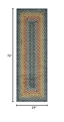 Maples Rugs Marion Bohemian Braid Design Print Runner Rug – Made in USA – Washable,Non Slip Indoor Carpet for Hallway,Kitchen, and Laundry Room, 2' x 6',Multi-Color