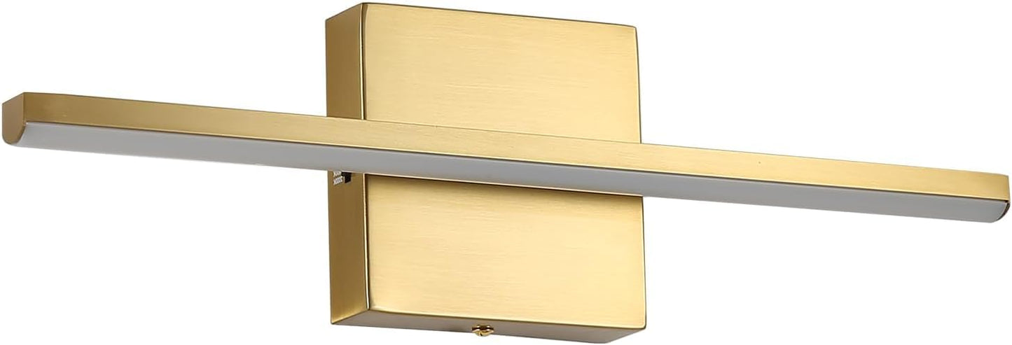 fengkiop Brushed Gold Vanity Light 16 Inch Modern Bathroom Light Fixtures 14W Wall Vanity Lamp Over Mirror, Dimmable 5CCT LED Wall Sconce for Bedroom Cabinets UL Certificated