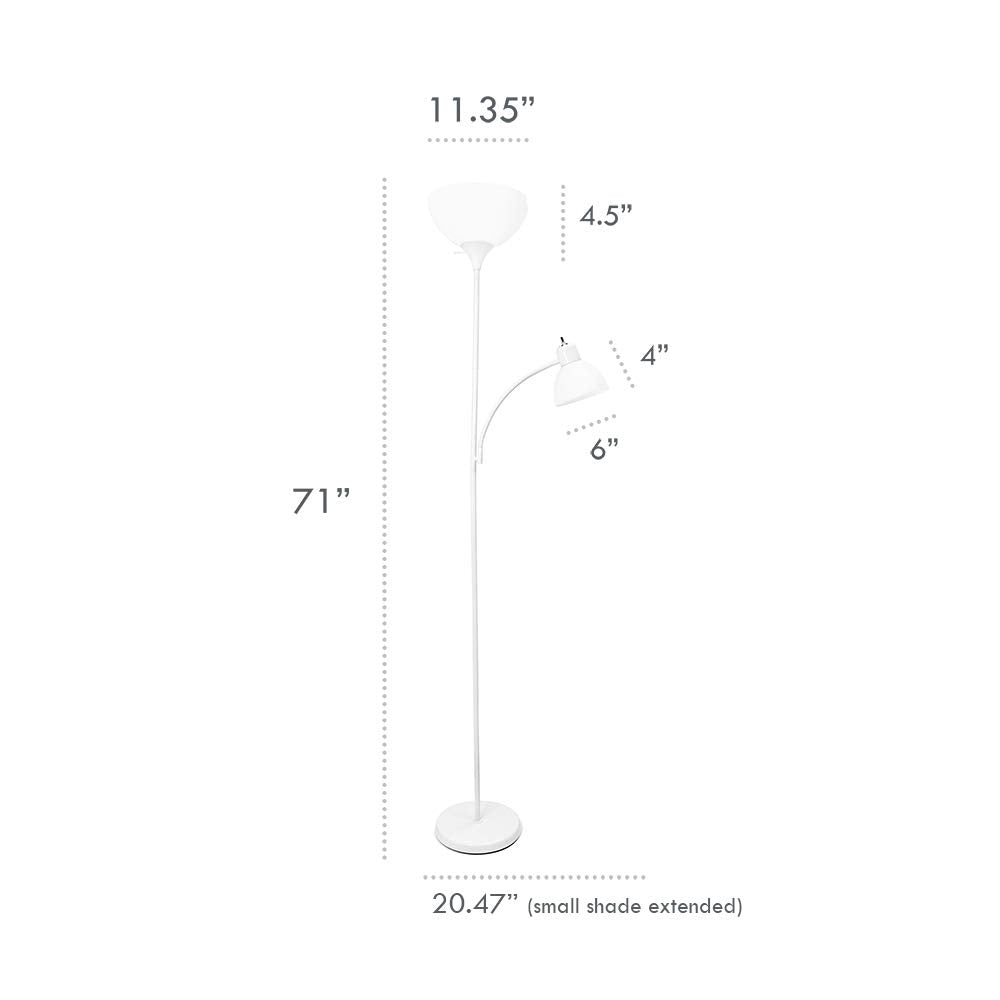 Simple Designs LF2000-BLK Mother-Daughter Floor Lamp with Reading Light, Black