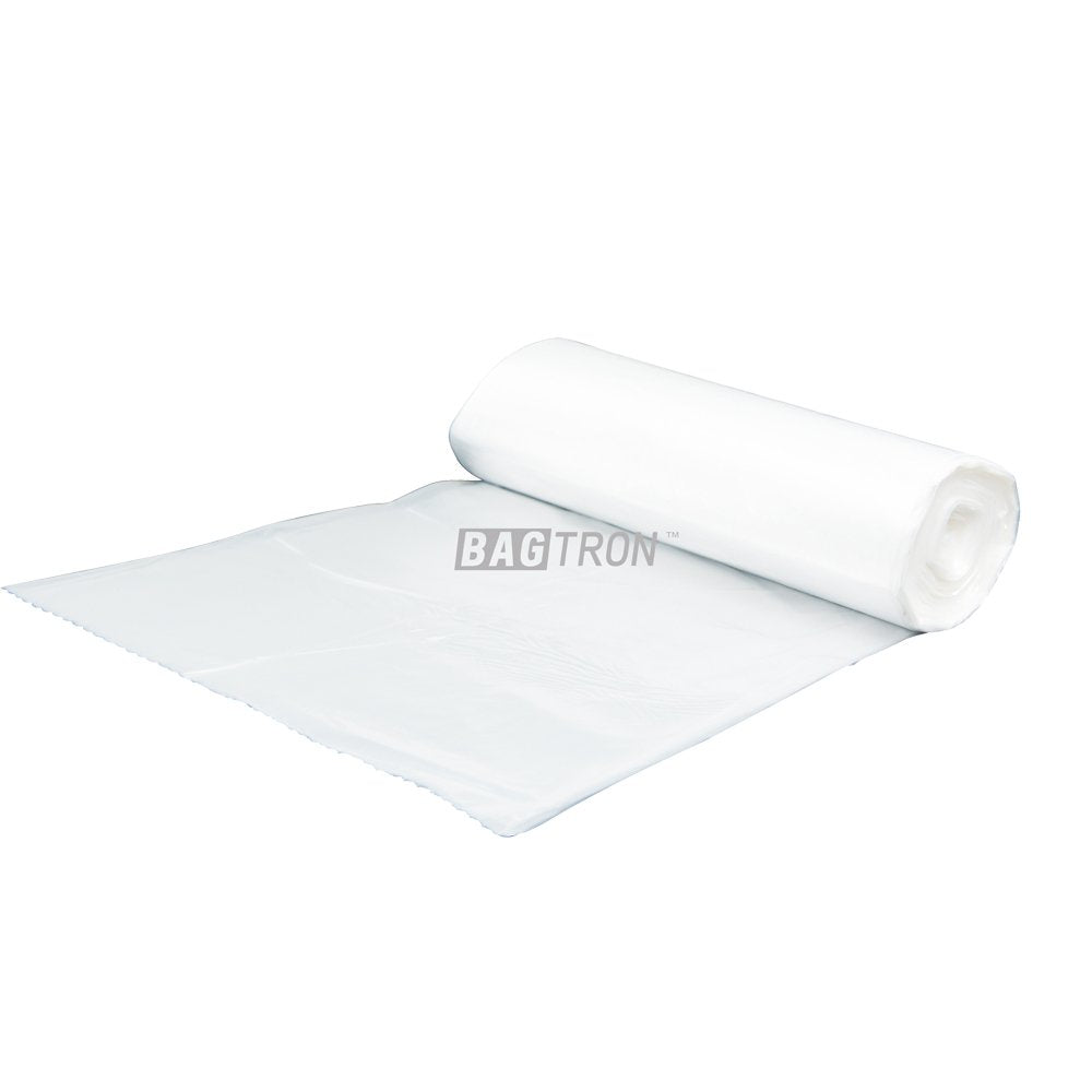 Bagtron 12-16 Gallon Trash Bags, 8 Micron High Density Garbage Can Liners Bulk, 24" x 33", Natural Clear, 1000 Count