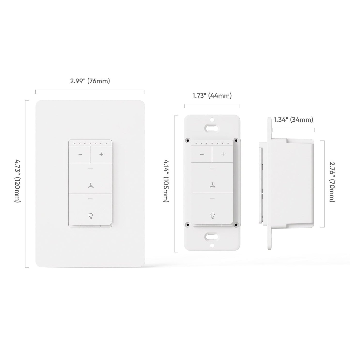Smart Ceiling Fan Control and Dimmer Light Switch, Neutral Wire Needed, TREATLIFE 2.4Ghz Single Pole Wi-Fi Fan and Light Switch Combo, Works with Alexa, Google Home and SmartThings, Remote Control