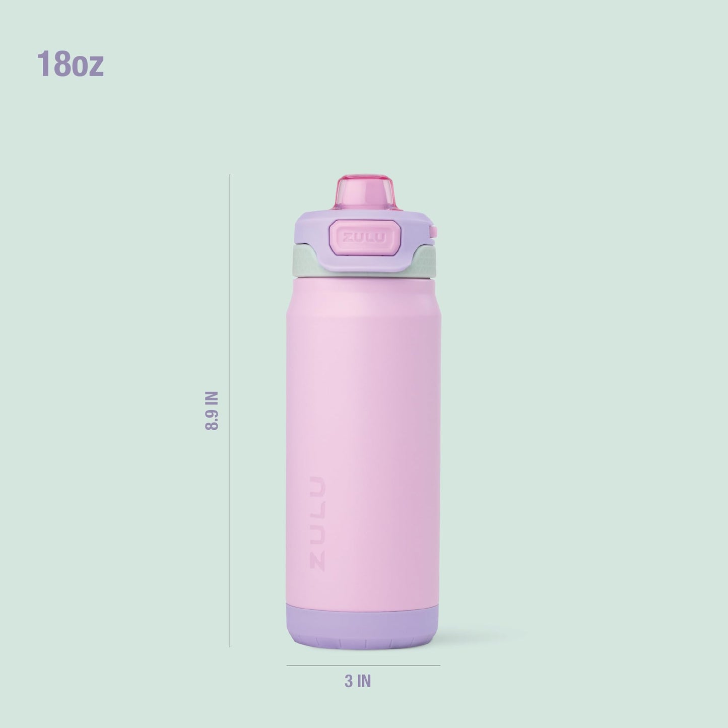 ZULU Powerfill Pro 18oz Kids Stainless Steel Water Bottle with Quick Fill Lid, Triple Wall Vacuum Insulated, Leak Proof Locking Lid, Sip & Chug, Reusable, BPA Free, Dishwasher Safe, Sweet Sorbet
