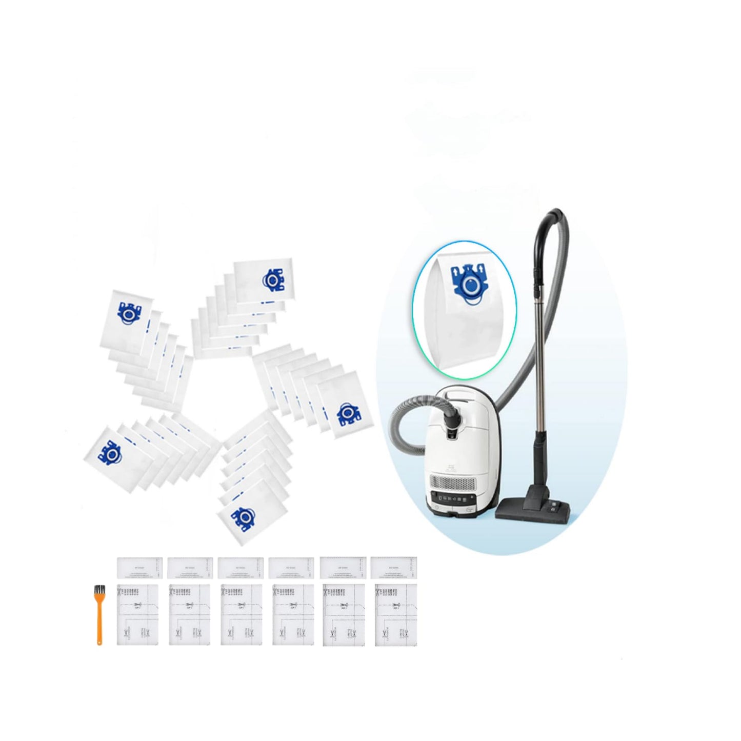 30 Pack 3D Dust Bags, Compatible with Miele GN Vacuum Bags, Replacement for Miele Classic C1 Complete C1 C2 C3 S2 S5 S8 S400i S600 Series, with 6 MP+6 AC Filters