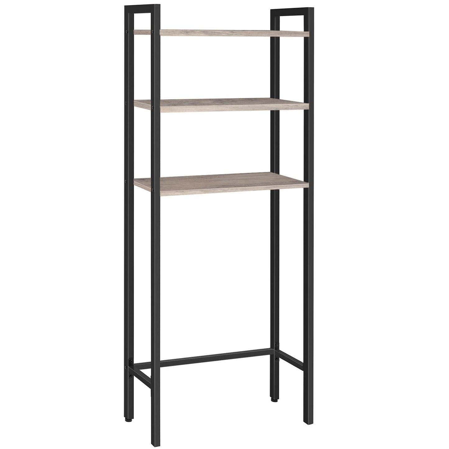 HOOBRO Over The Toilet Storage, 3-Tier Bathroom Organizer Shelf Over Toilet, Freestanding Bathroom Storage Shelves, Space Saver, Easy to Assemble for Room, Greige and Black BG41TS01