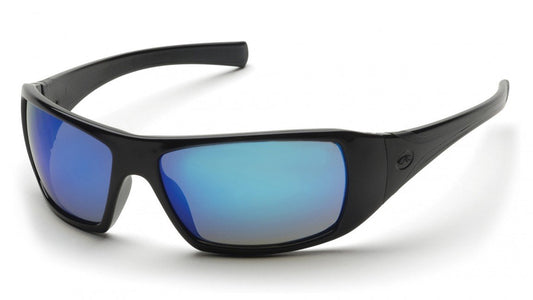(12 Pair) Pyramex SB5665D Goliath Safety Glasses Black with Ice Blue Mirror Lens
