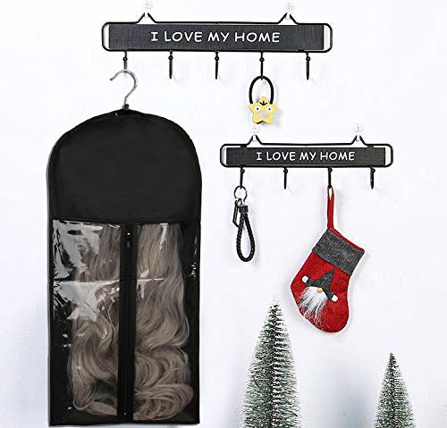 10 Pack Hair Extension Storage Bag Hair Extension Hanger Strong Holder Dust-proof Portable Suit with Transparent Zip Up Closure- Lightweight, Waterproof and Portable (Black)