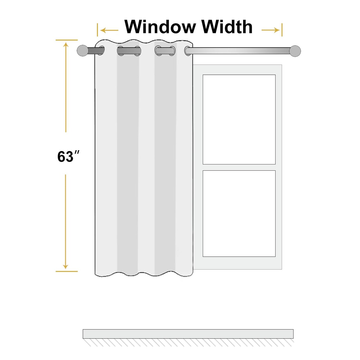ChrisDowa 100% Blackout Pure White Solid Curtains 63 Inches Long 2 Panels for Bedroom Living Room,Farmhouse Room Darkening Thermal Insulated Soundproof Grommet Top Window Treatment Drapes,52x63