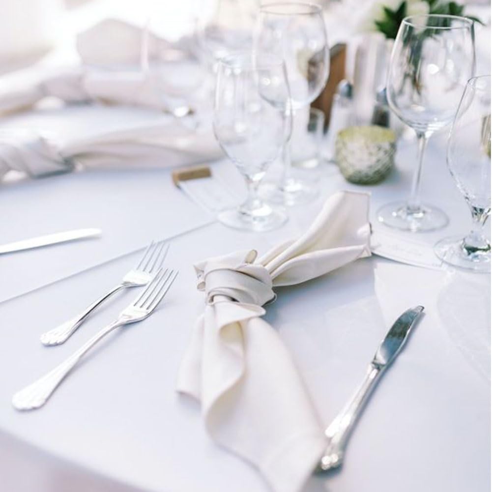 FINDYOU 12 Pack White Table Cloth Rectangle Table 60 x 102 Inch Tablecloths for 6 Foot Rectangle Tables. Stain and Winkle Resistant Polyester Washable White Cloths for Parties