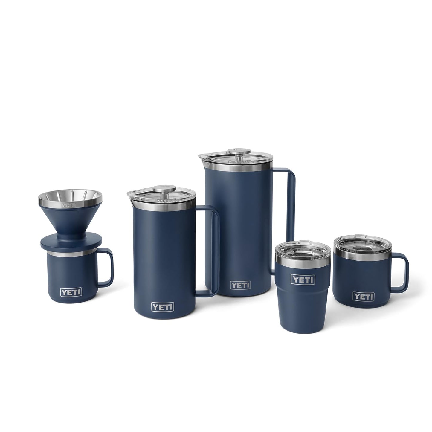 YETI Pour Over Coffee Maker Accessory Ramblers, Designed for Perfect Coffee Extraction Anywhere, Stainless Steel, fits any V60 Filter, Navy
