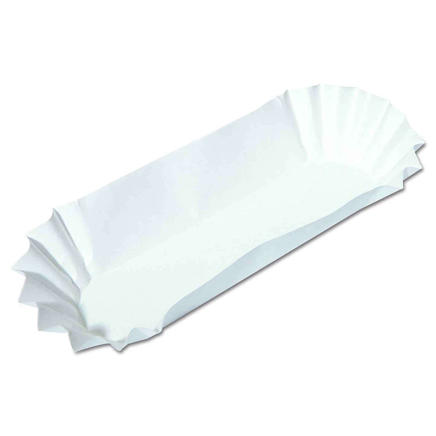 1500 Paper Hot Dog Trays | White Hot Dog Wrappers | 8 Inch Hotdog Tray Holders Plates | Disposable Fluted Hotdog Boats | Hotdog Container - Concession Stand Trays - Hot Dog Cart Accessories
