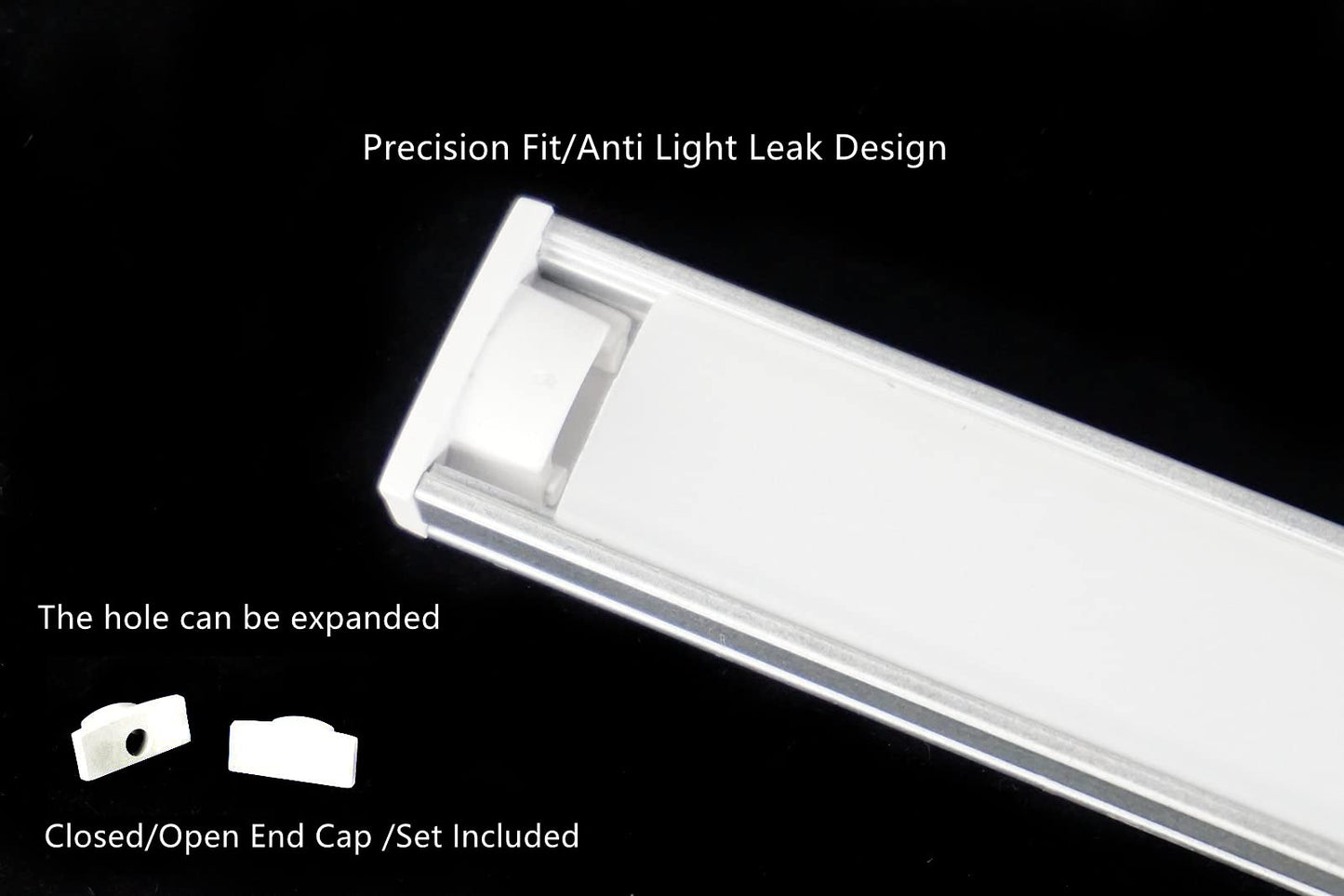 10-Pack Pre-Drilled Countersunk Hole 3.3FT LED Strip U Channel Diffuser, Hacksaw Easy Cut Tight and Flush Mounted Under Cabinet Tape Light Aluminum Low Profile with Screw and End caps (10)