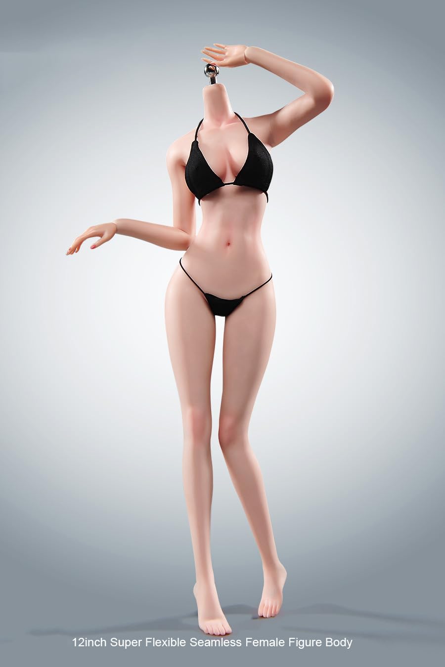 1/6 Scale Female Body,12inch Super Flexible Seamless Female Figure Body Makeup Version with Undetachable Feet Tall and Slender Miniature Action Figure (Pale Skin)
