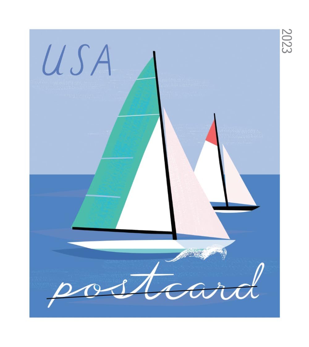 Sailboats 2023 Postcard Rate (2 Sheets of 20) Non-denominated Mail-Use Postage Stamps