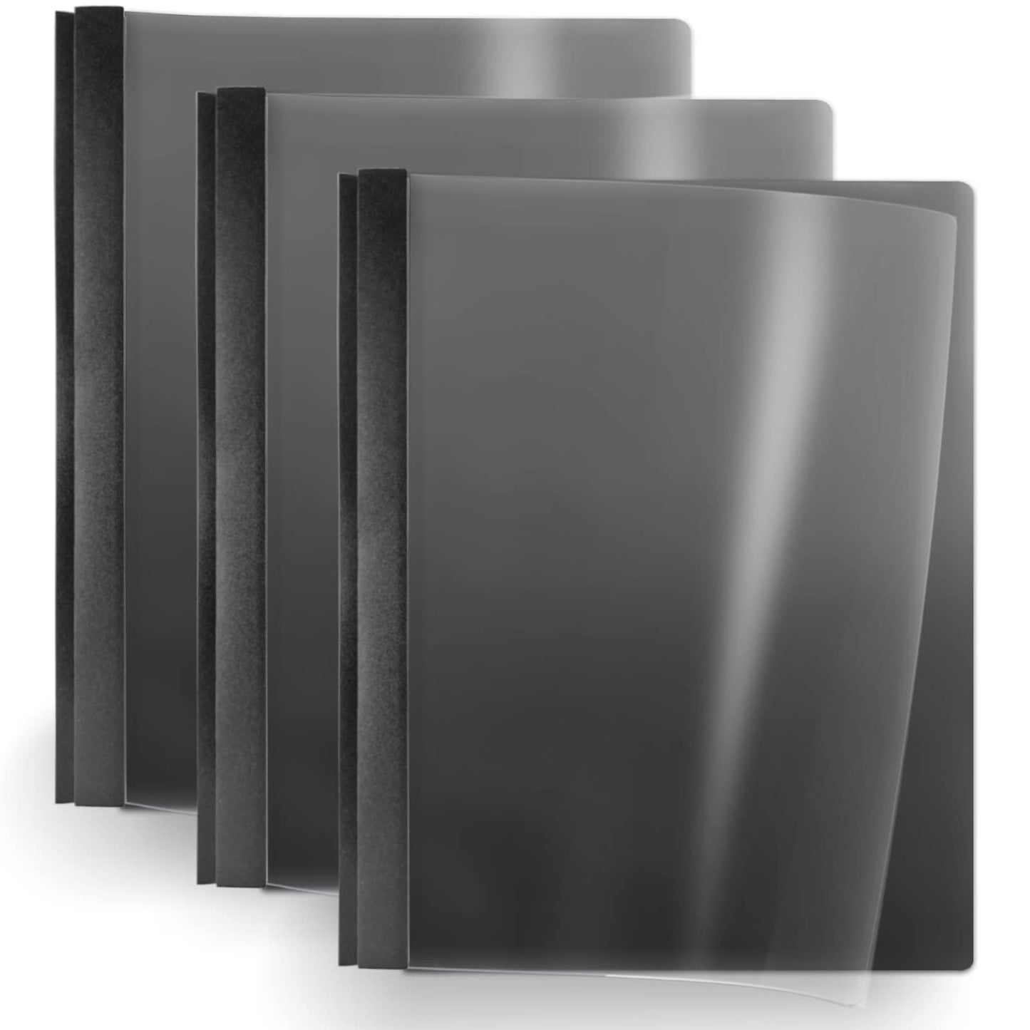 Binditek 30 Pack Clear Front Report Covers with 3 Prongs, 100-Sheet Capacity, Heavy-Duty Plastic Report Folder with Black Back Covers, 3 Metal Prongs Fasteners, for Letter Size, Office Supplies