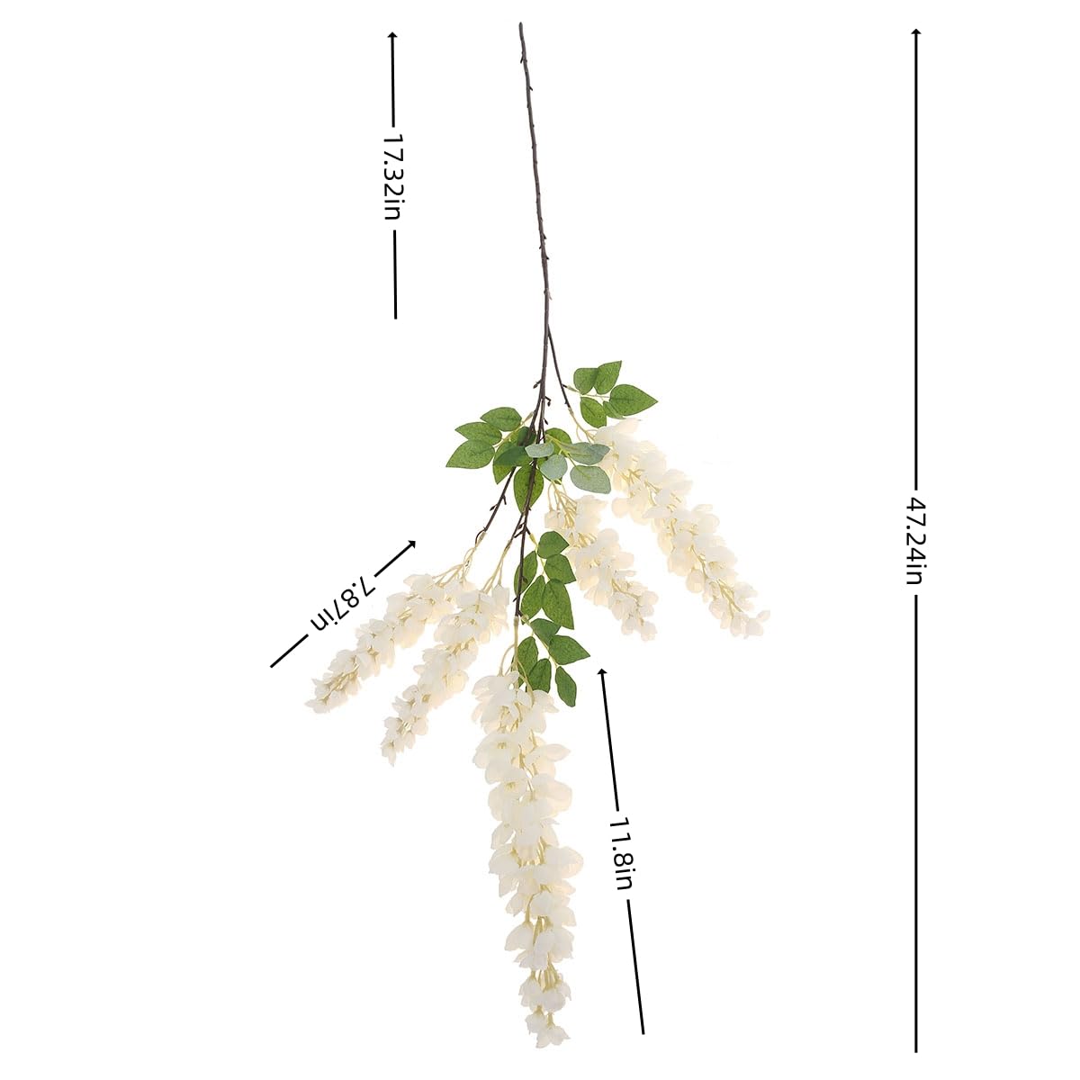 AROIUO 4pcs 47.2-inch Artificial Fake Wisteria Hanging Flower Garland Silk Flower String Home Party Decoration White Blue Pink Purple (White)