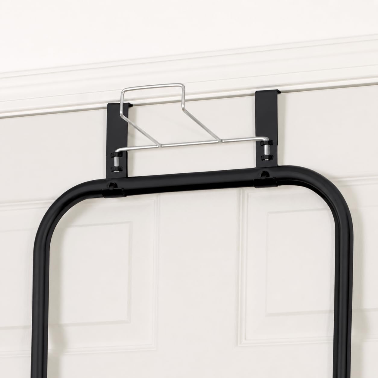 Household Essentials Over the Door Ironing Board, Self-Closing, Slim and Compact, Perfect for Small Spaces, Includes Padded Board Cover, Matte Black