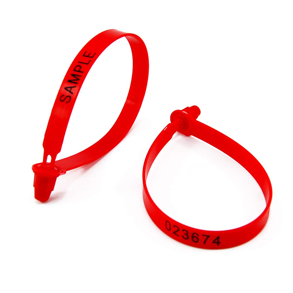 1000 Plastic Security Seals - Numbered Tamper Seals for Trucks, Trailers, Containers (Red)