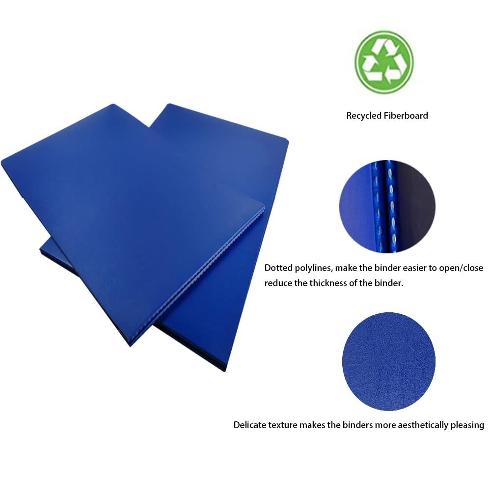 ESKEAR Fiberboard Binder Folder, Sheet Size 11" x 17”, with 3" Capacity 220mm Long Metal Prong Paper Fastener, for Pressboard Report Cover, Blue 8 per Box