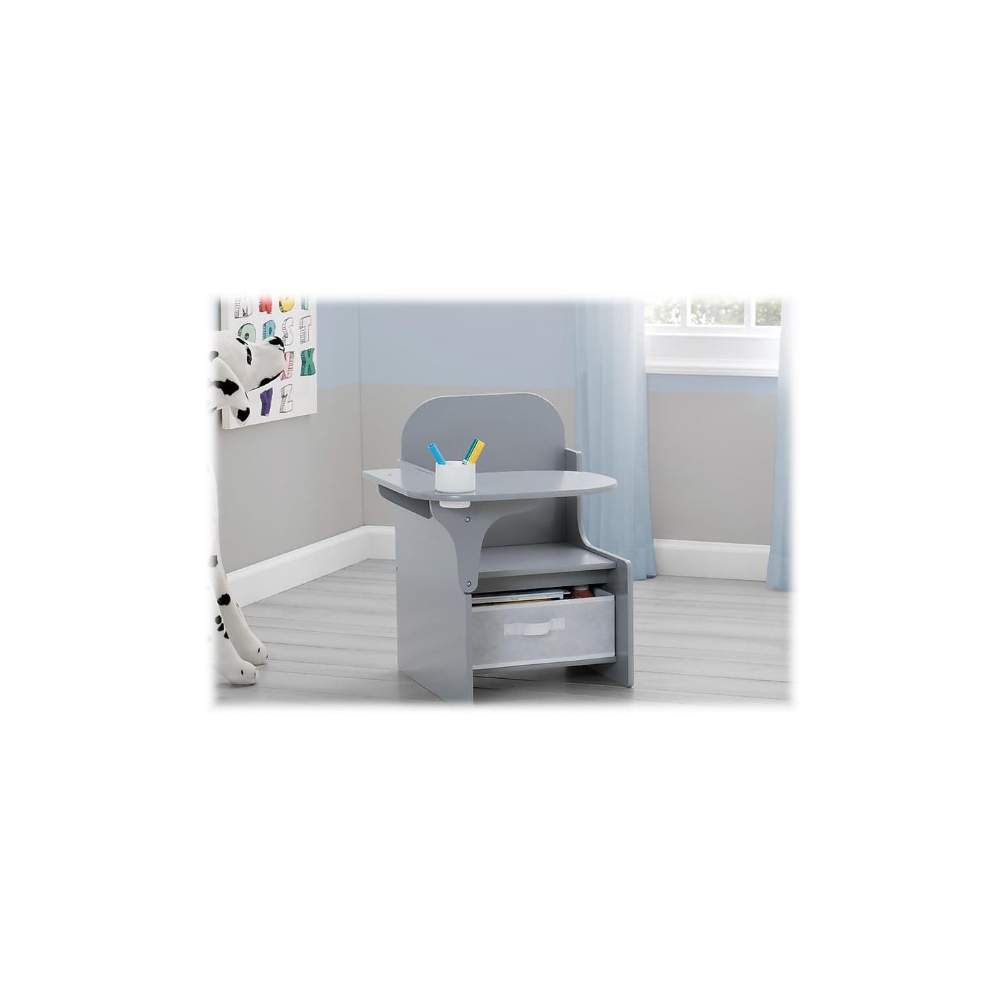Delta Children MySize Chair Desk With Storage Bin, Grey