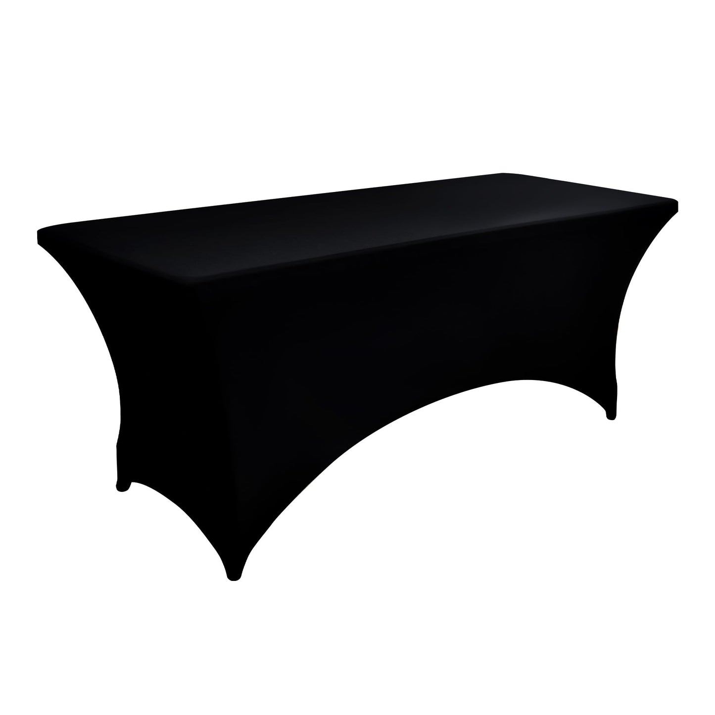 ZarzaaSik 6-Pack 6ft Black Spandex Table Covers for Rectangle Standard Folding Tables - Wrinkle Resistant Stretch Tablecloths - Ultimate Fitted Table Protector for Parties, Trade Shows, Wedding