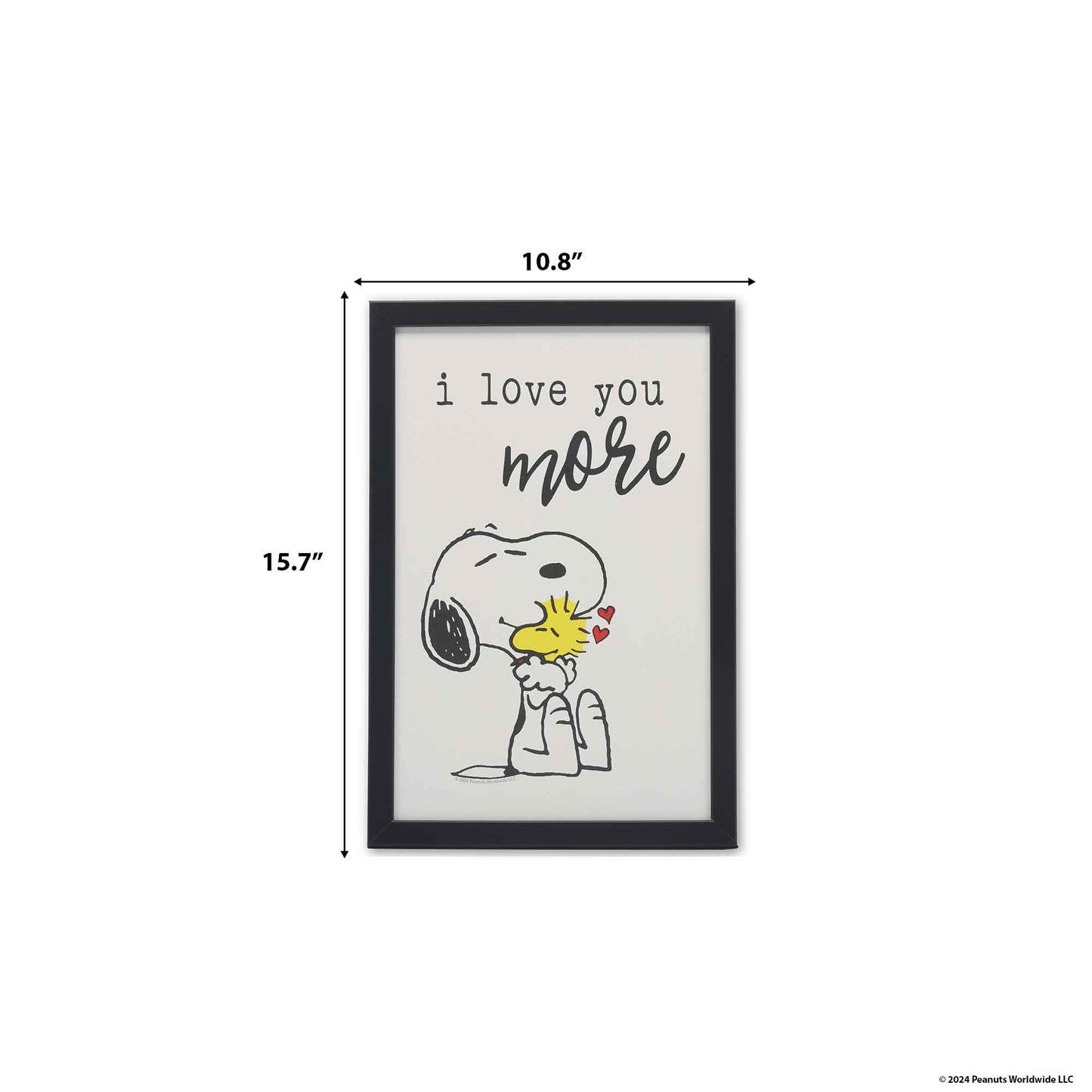 Peanuts Snoopy and Woodstock I Love You More Framed Wood Wall Decor - Adorable Snoopy Picture for Home Decorating