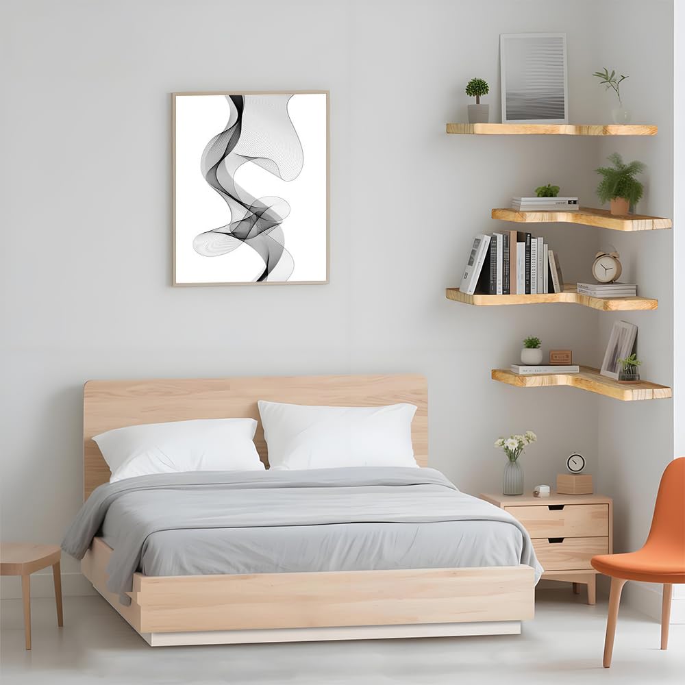 jubilander Floating Corner Shelves Set of 3, Solid Wood Picture Wall Shelf, Floating Shelves for Storage for Bedroom Kitchen Bathroom Living Room (Light Burnt)