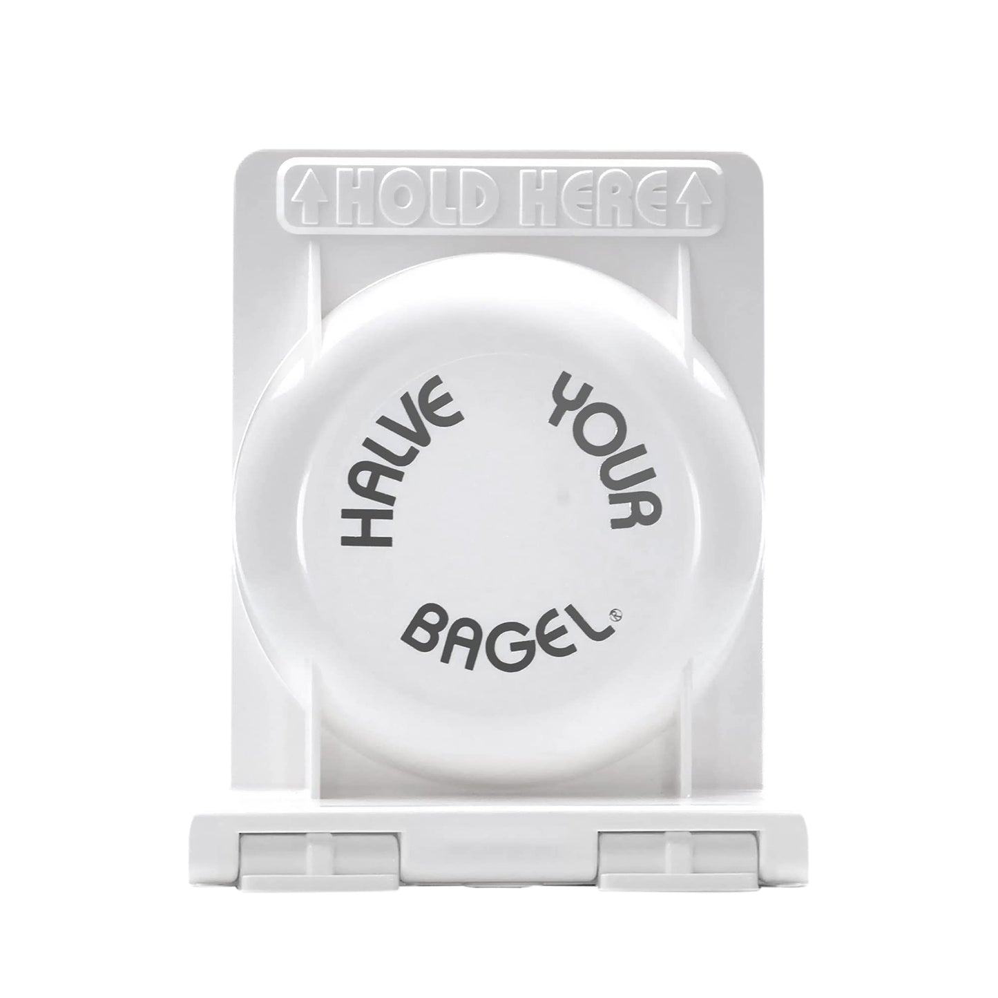 Halve Your Bagel - Bagel Slicer, Durable Kitchen Gadgets. Bagel Cutter with Knife for All Bagel Sizes, Dishwasher-Safe Bagel Cutter Slicer for Home, Bakeries, Coffee Shops, & more. (White)