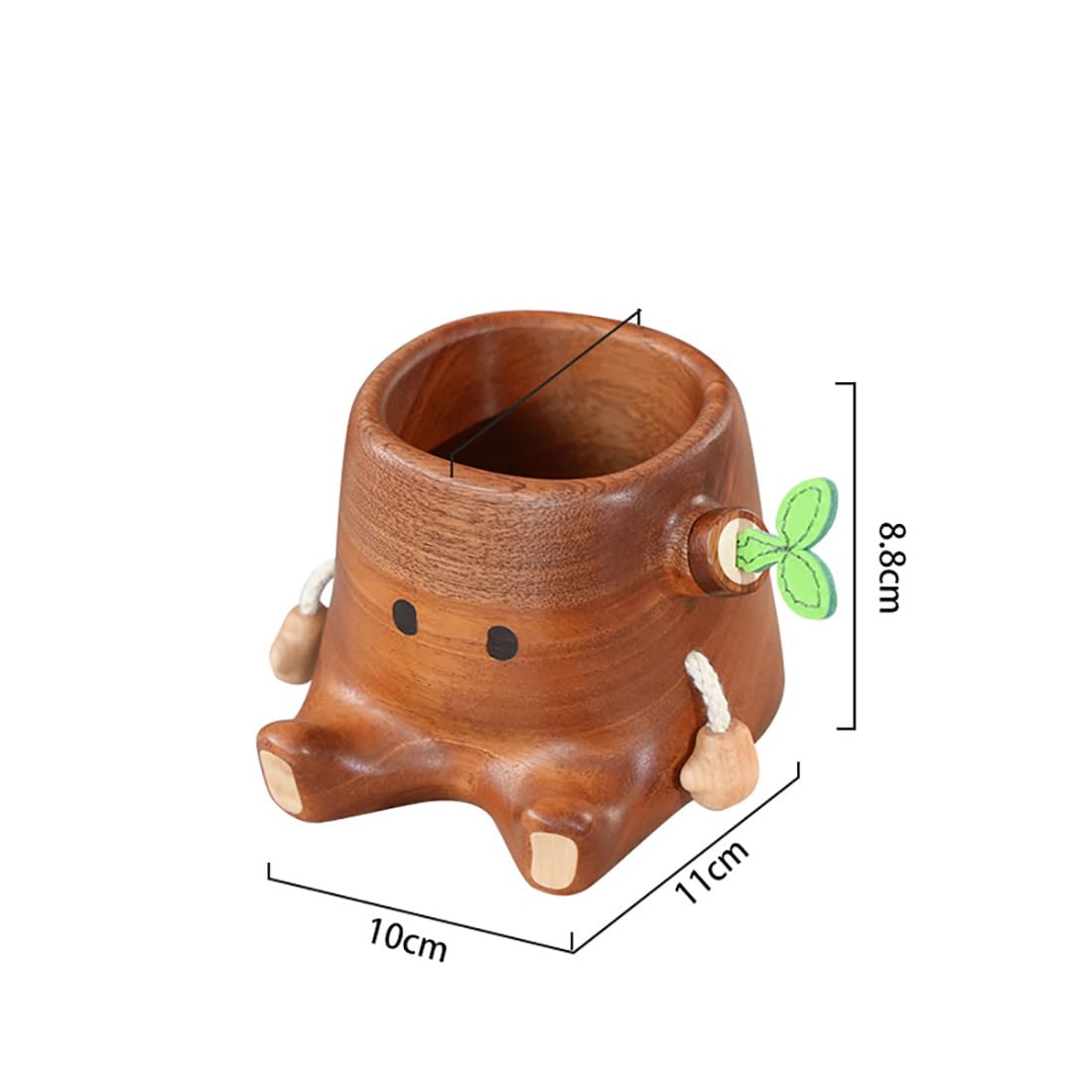 Stump Pen Holder – Cute Wooden Desk Organizer, Fairy Tale Tree Stump Pencil Cup for Stationery, Makeup Brushes, Dried Flowers, Solid Wood Desktop Decor Gift
