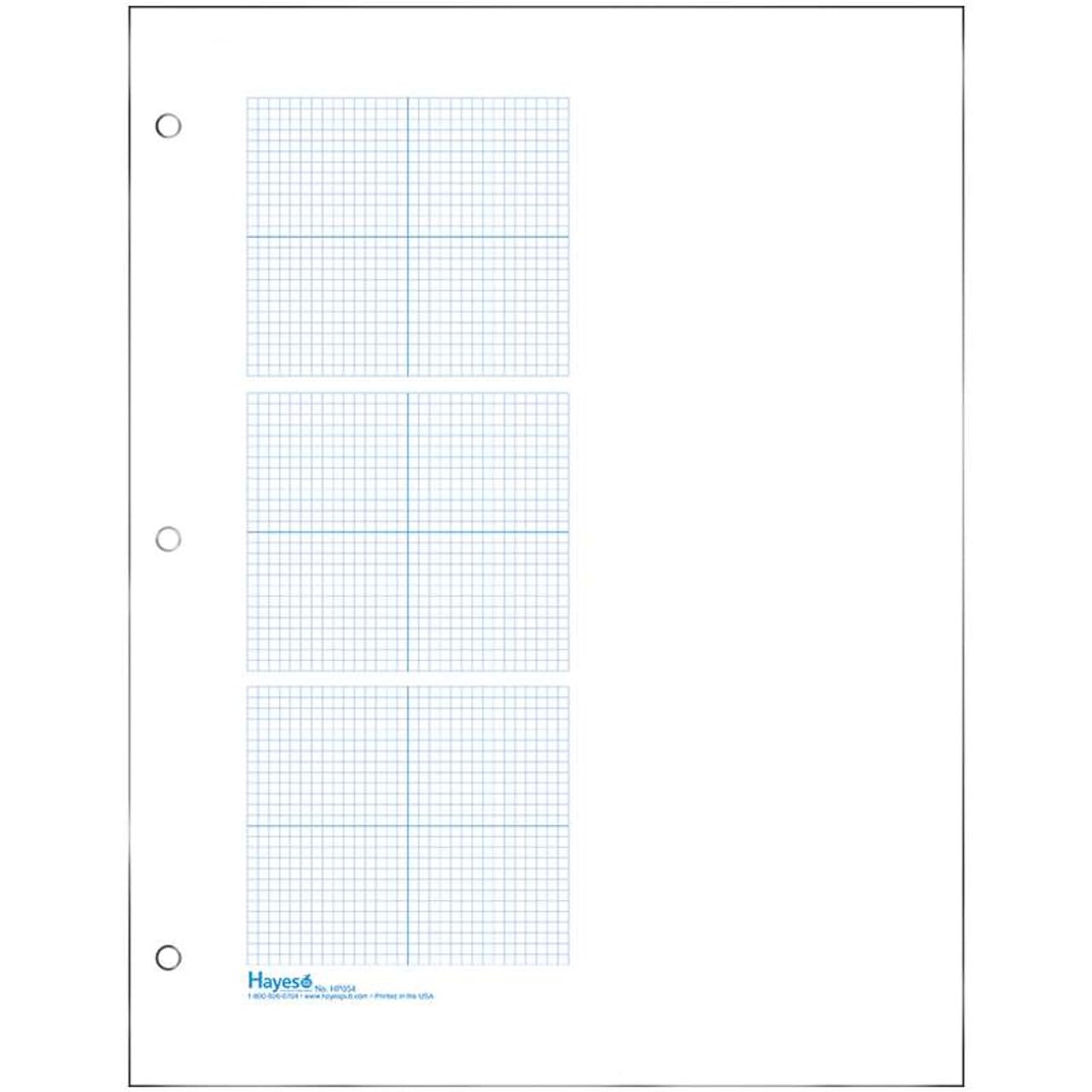 Geyer Instructional Products - 3 Grid Graph Paper, 1/8" Squares and Accentuated Axes, Right Half Blank, Double Sided, Blue Lined, 500 Sheet Ream, Three Hole Punched