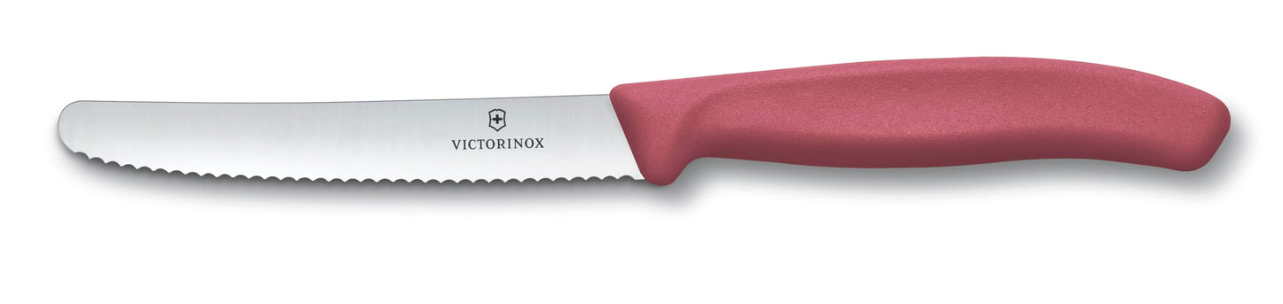 Victorinox Swiss Classic Tomato-Bread Knife Set, 4-Pieces, Sharp Blade, Serrated Edge, 4.3 Inch, Stainless Steel, Red