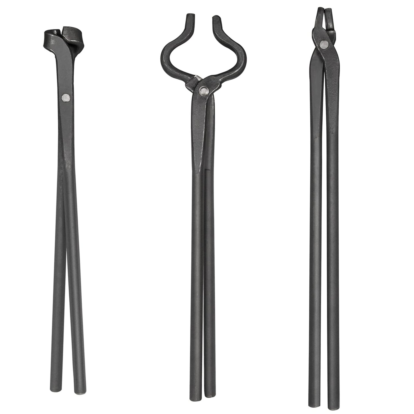 V-SEK Blacksmith Tongs Set - V-Bit Blade, Flat, and Assembled Tongs for Knife Making, Blacksmithing, and Bladesmithing (3PCS Steel Forge Tongs)