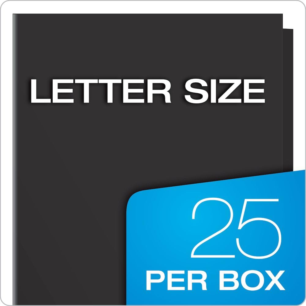 Oxford Laminated Twin-Pocket Folders, Letter Size, Black, Holds 100 Sheets, Box of 25 (51706EE)