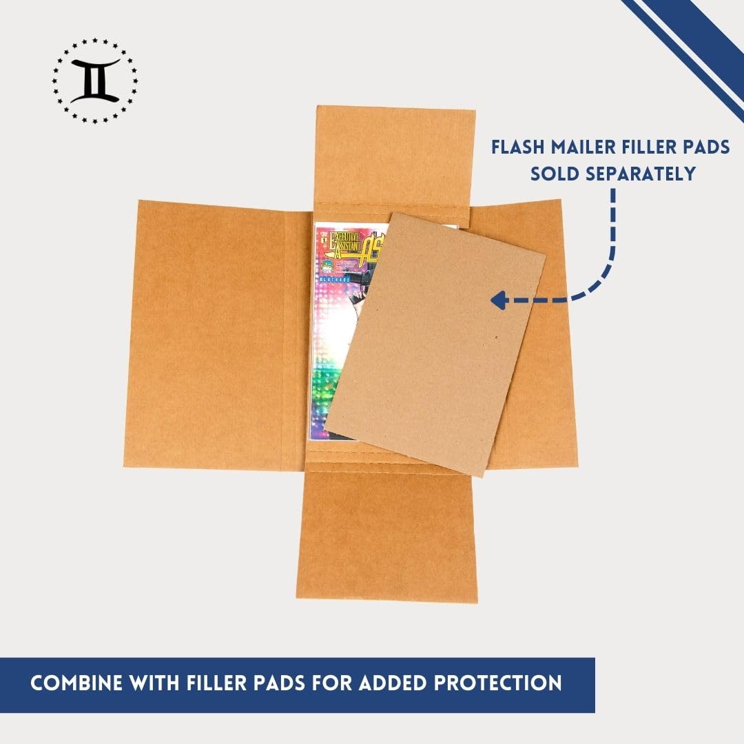 Gemini Comic Book Mailers | 10.75x7.5x1 Inch - Pack of 10 | Easy Fold, Stay Flat, Crush Proof, and Do Not Bend | Flat Boxes for Shipping, Books Boxes and Wraps, Mailers Boxes, Rigid Mailers