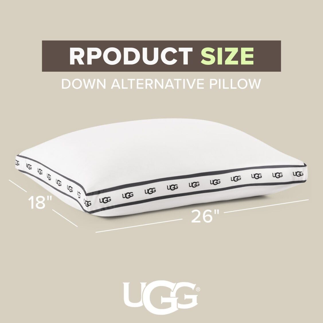 UGG Standard/Queen Bed Pillow – Gusseted Down Alternative Pillow, Medium Firm Sleeping Pillows, Premium Luxury Home Decor Hypoallergenic Pillow for Queen Bed, White (Devon)