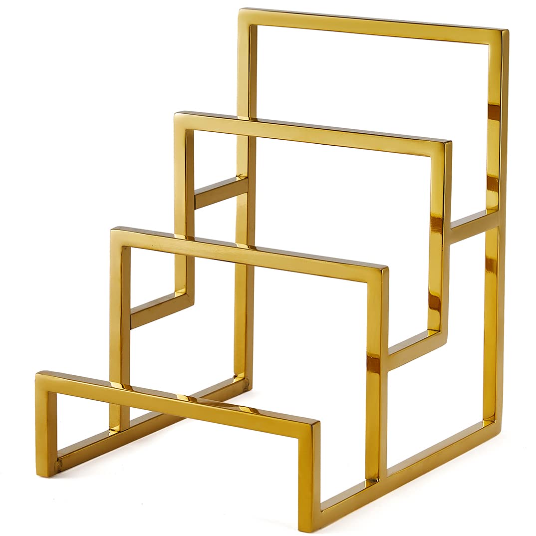 K KAIDIYIN Polished Gold 3-Layer Wallet Display Rack Metal Clutch Holder Retail Store Wallet Display Rack Show Wallet Rack