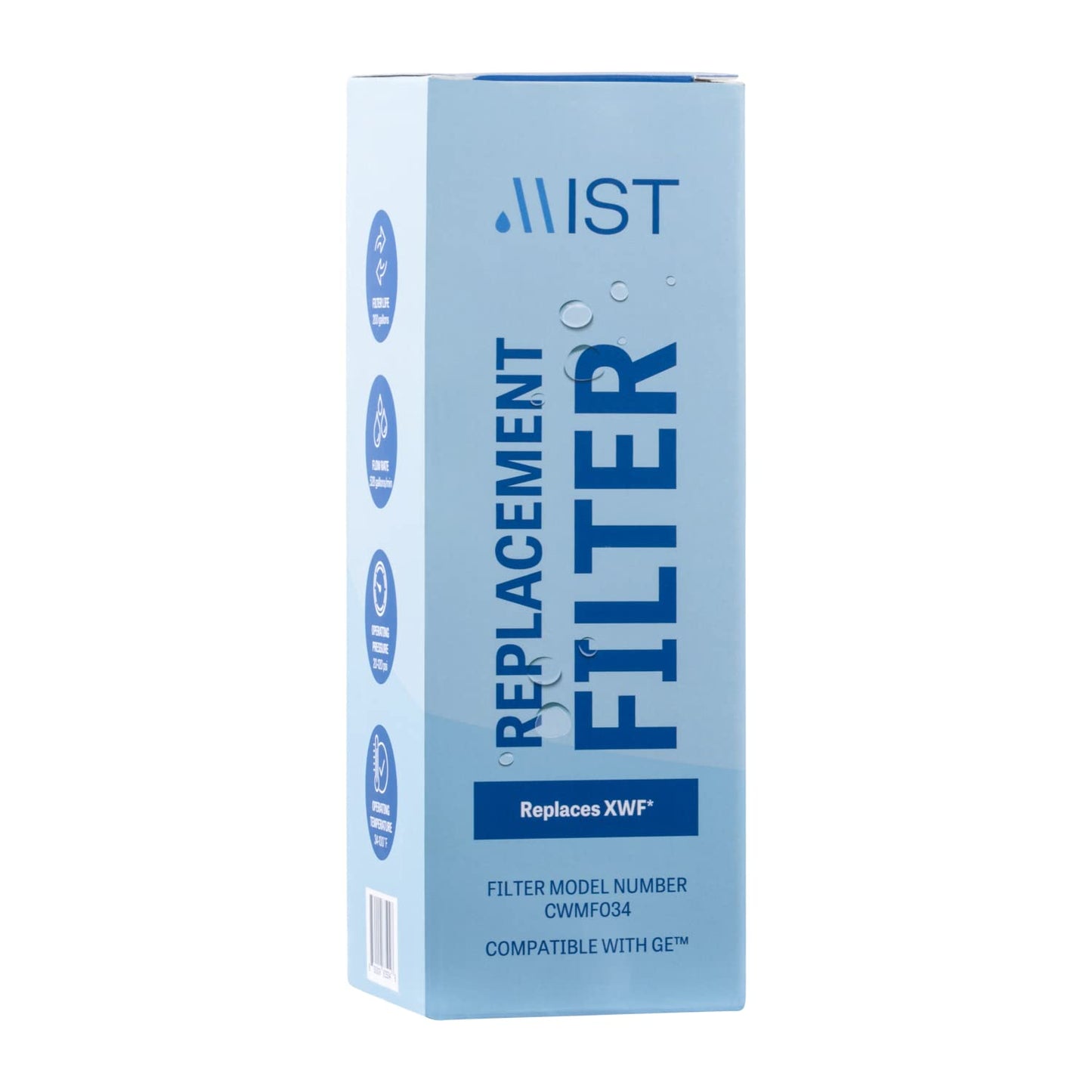 Mist XWF Water Filter Replacement for GE, Refrigerator Water Filter compatible with GWE19JSLSS, WR17X30702, GBE21, GDE21, GDE25, GFE24 (Not XWFE) GE XWF (3 pack)