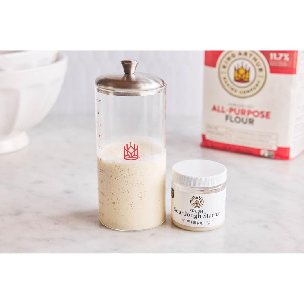 King Arthur Baking Company Petite Glass Sourdough Storage Crock With Lid And Spatula, Borosilicate Glass, 1-Pint Capacity