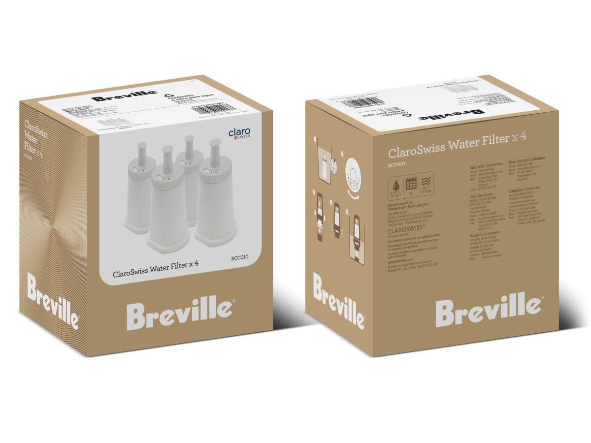 Breville BCC010 Claro Swiss Water Filter Designed for Breville Models, 4 Pack