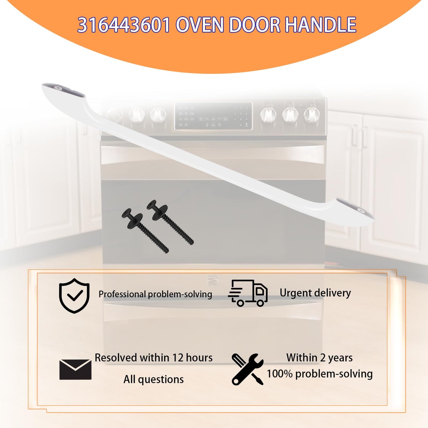 2026 Upgraded 316443601 Oven Door Handle Compatible Frigidaire Kenmore Electrolux Range Oven Stove Handle Replaces AP3906094 PS1147400(Include 2 PC Handle Screws) 2-Year Warranty