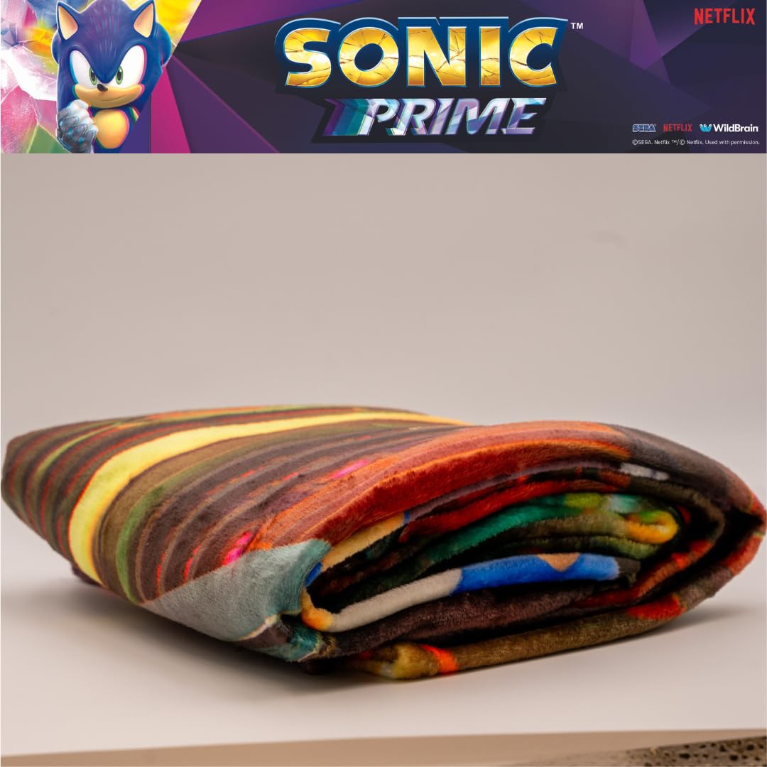 Sonic The Hedgehog Prime Anime Bedding Super Soft Silk Touch Throw, 46 in x 60 in, (Officially Licensed Product)