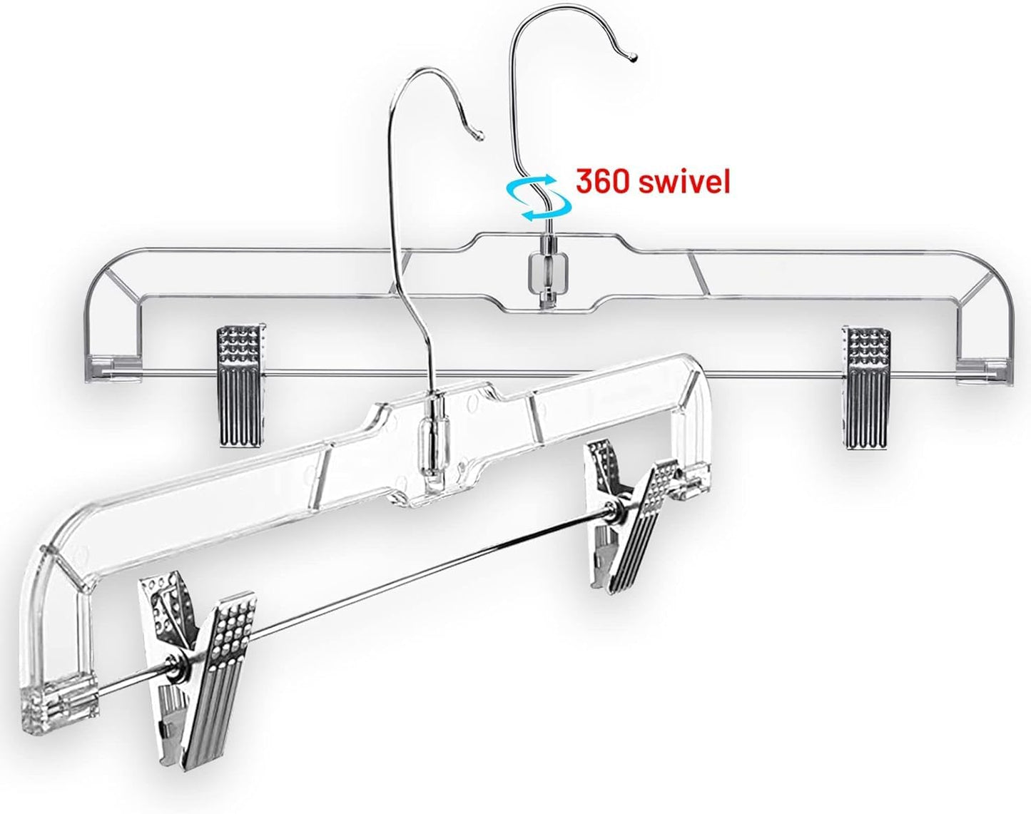 DEILSY™ Skirt Hangers Pants Hanger with Clips Hanger Shorts Clear Plastic Clothes with 2-Adjustable Clip Non-Slip Clothes Perfect for Pant, Pack of 25
