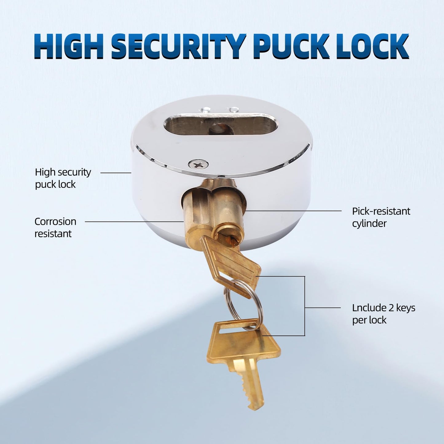 Mardili Hidden Shackle Trailer Puck Padlocks with Keyed Alike, 2-7/8" Puck Lock,Moving Trucks & Vans Door Lock, Soild Steel, Pack of 3