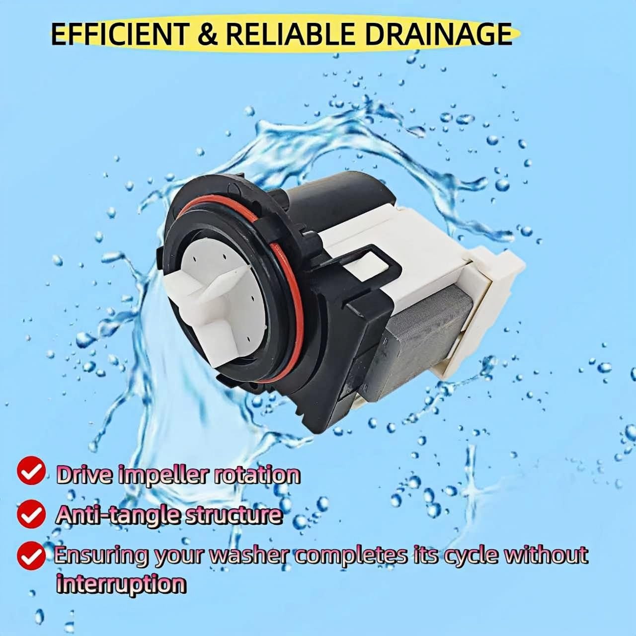 LZXQYMX Washer Drain Pump - Compatible with LG WM9500HKA, WM8100HVA, WM9000HWA Replacement | 4681EA2001N Model | with Overheat Protection & Easy Installation