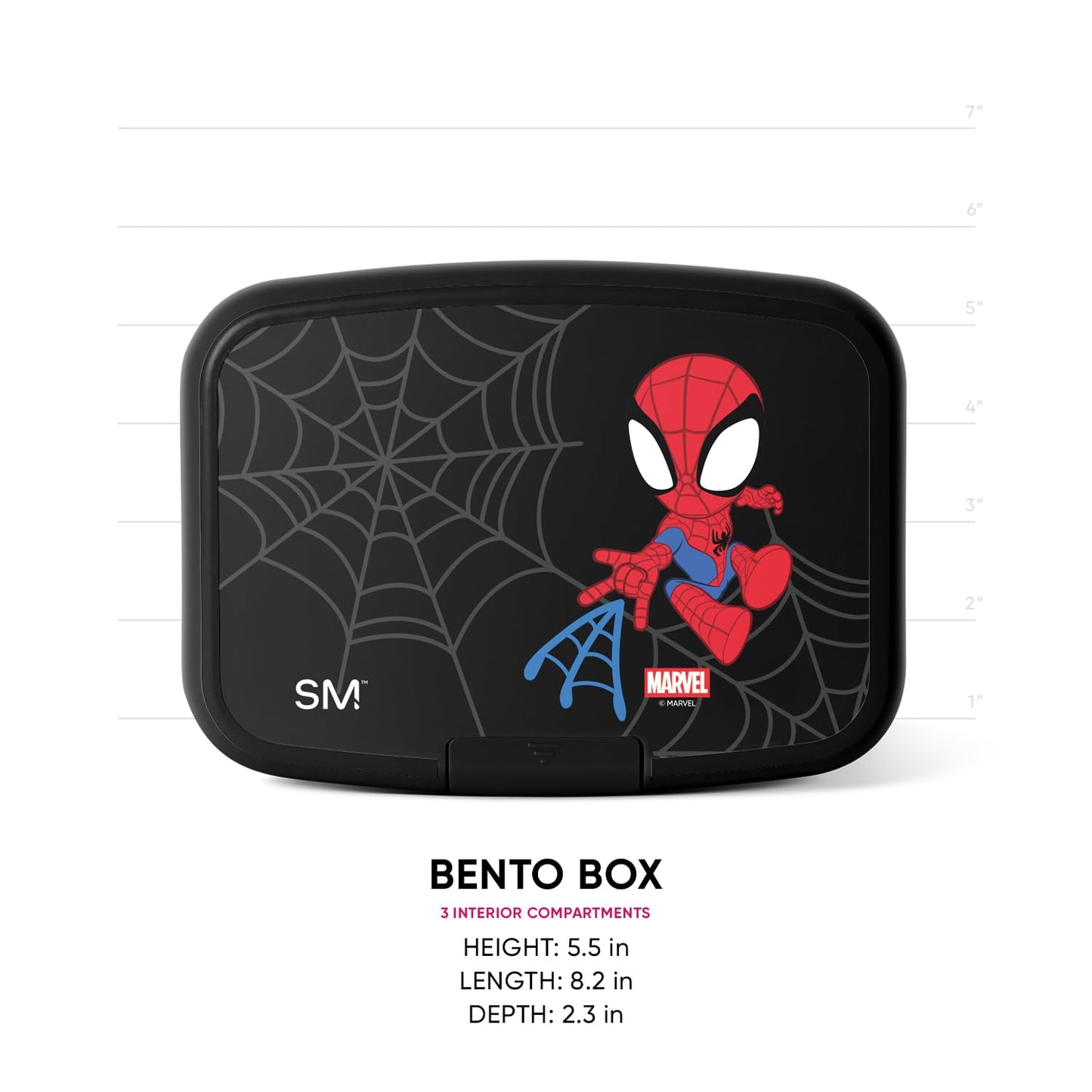 Simple Modern Marvel Porter Bento Lunch Box | BPA Free, Leak-Resistant, Dishwasher Safe | Lunch Container for Girls, Boys, Toddlers, Kids | 3 Compartments, Spidey Kid