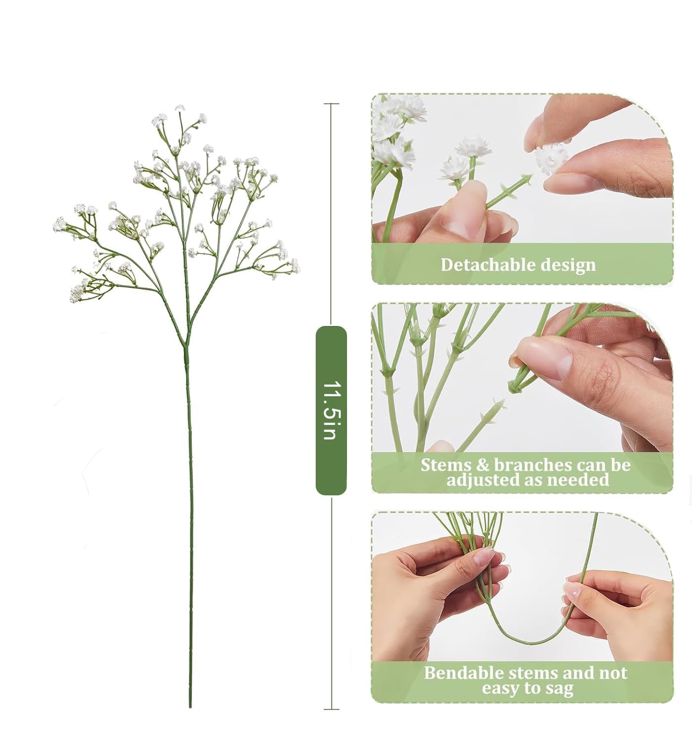 120 Pcs Baby Breath Artificial Flowers Bulk,White Artificial Flowers Artificial Baby Breath Gypsophila Flowers para Decoracion for Wedding Party Home Decoration (120 PCS)