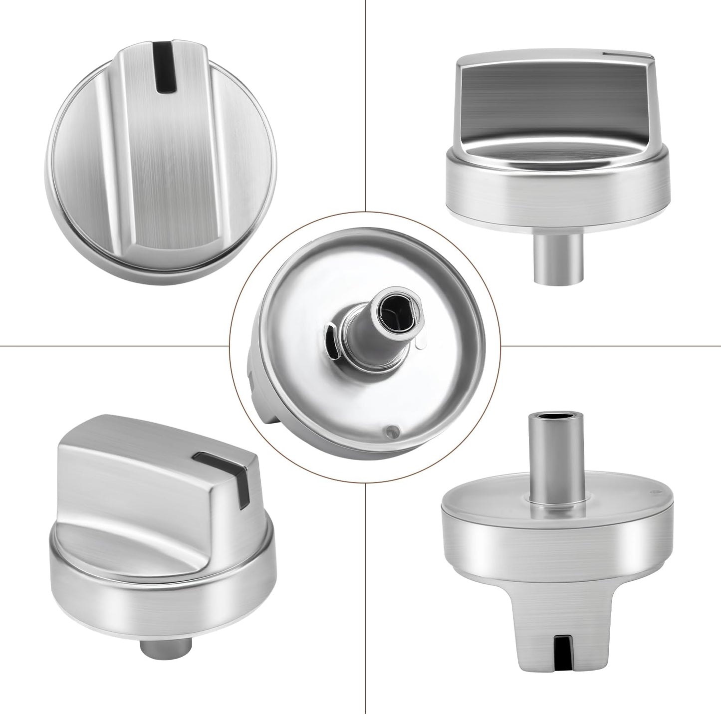 WB03X29315 Gas Stove Control Knobs 4585907 AP6327765 Compatible with GE Stainless Steel Burner Knobs JGP5030SL1SS JGP5036SL1SS (5PCS)